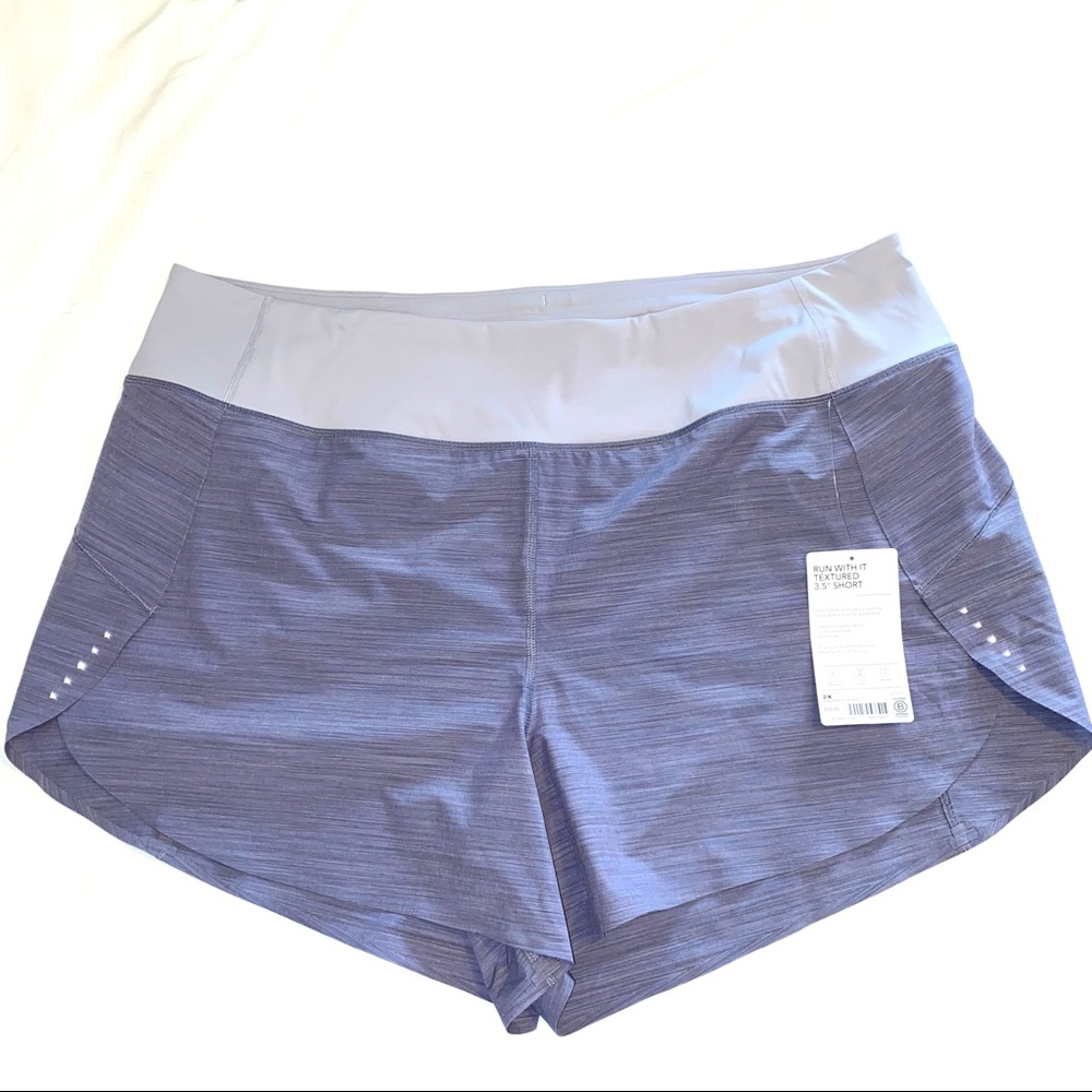 Athleta NEW Run With It lavender high rise running shorts w/ undies size 2X